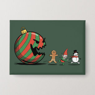 Badge Fête de Noël drôle de Père Noël en pain d'épices