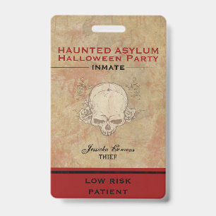 Badge Fête d'Halloween de l'asile hanté - Détenu 2