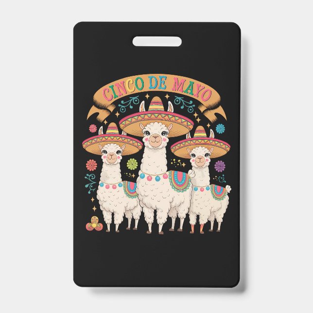 Badge Fête drôle de la Cinco De Mayo avec Lama (Avant)