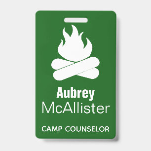 Badge Feu de camp et conseiller rustiques de camp des