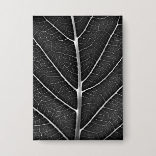 Badge Feuille lumineuse en noir et blanc en gros plan