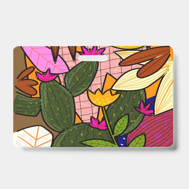 Badge Feuilles et fleurs tropicales abstraites   (Avant)