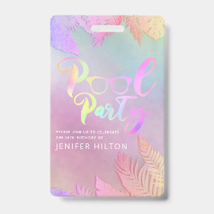 Badge Feuilles tropicales holographiques cool scénario f