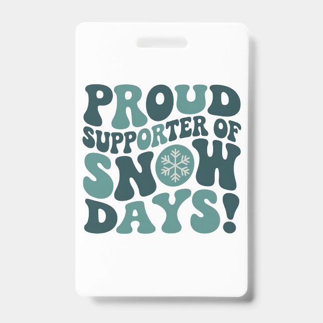 Badge Fier soutien aux jours de neige Enseignant Noël  (Avant)