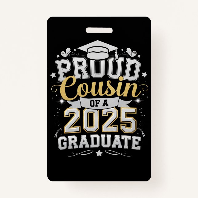 Badge Fière Cousin D'Un Diplôme De 2025 (Devant)