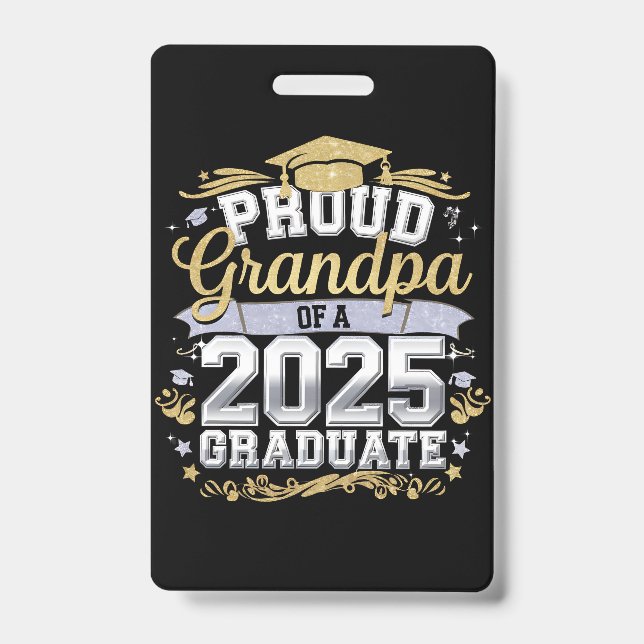 Badge Fière Grand-Père D'Une Famille De Diplômés De 2025 (Front)