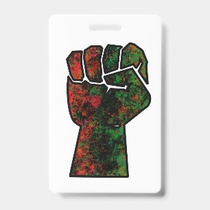 Badge fierté noire drapeau rouge vert poing panafricain 
