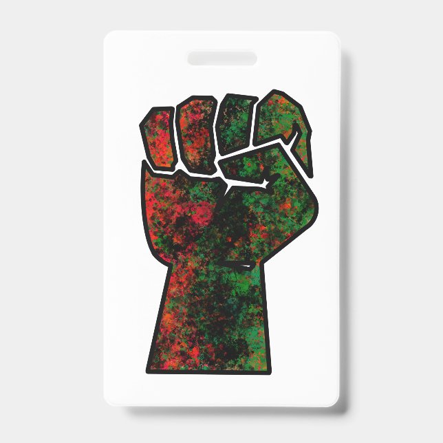 Badge fierté noire drapeau rouge vert poing panafricain  (Avant)