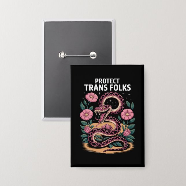 Badge Fierté trans rétro Droit trans Protéger les person (Recto/Verso)