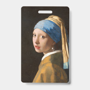 Badge Fille avec une perle d'oreille Portrait Peinture
