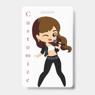 Badge Fille cool chante au karaoke Thunder_Cove