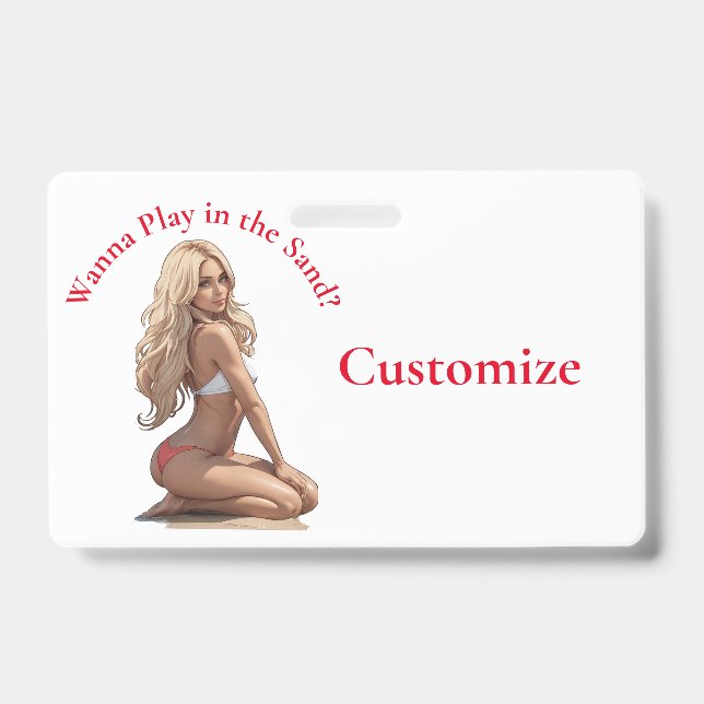 Badge Fille de la plage en bikini Thunder_Cove  (Avant)
