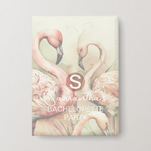 Badge Flamant rose chic personnalisé avec monogramme