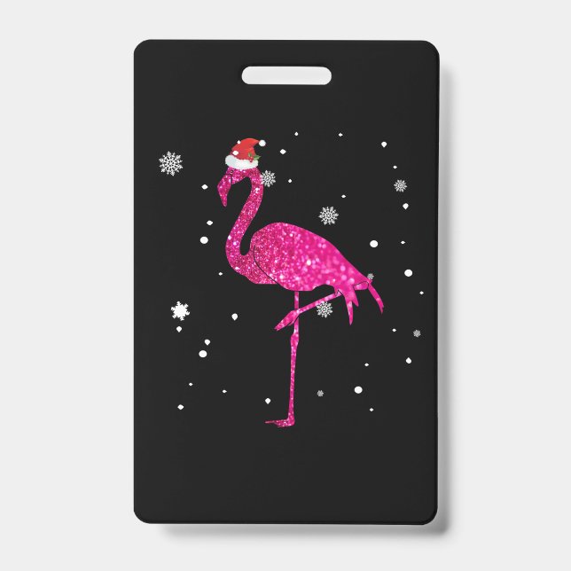 Badge Flamant rose de Noël essentiel (Avant)