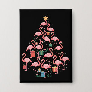 Badge Flamingo Rose Arbre de Noël Flamingos Fêtes
