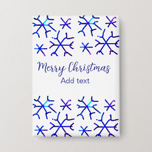 Badge Flammes de neige brillantes métalliques bleues mot