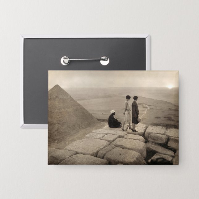 Badge Flapper Girls Sunrise Khufu Pyramid, Égypte 1920 (Recto/Verso)