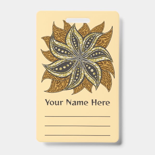 Badge Fleur africaine abstraite de style batik (Avant)