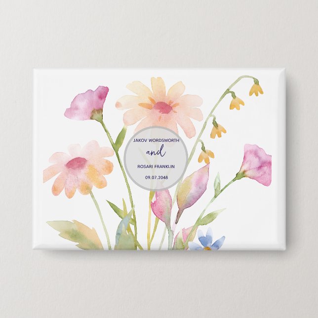Badge fleur aquarelle modifiable (Recto)