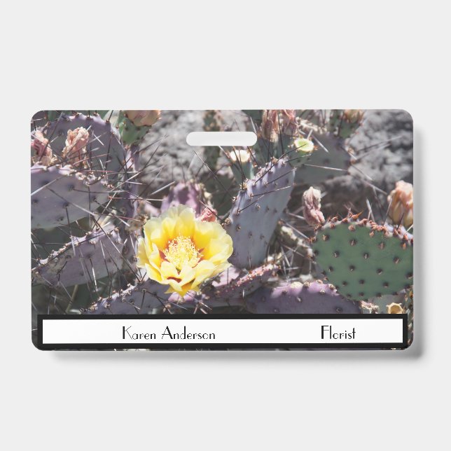 Badge Fleur de cactus jaune au printemps (Avant)