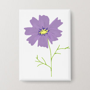 Badge Fleur de Cosmos Pourpre Cadeau Botanique