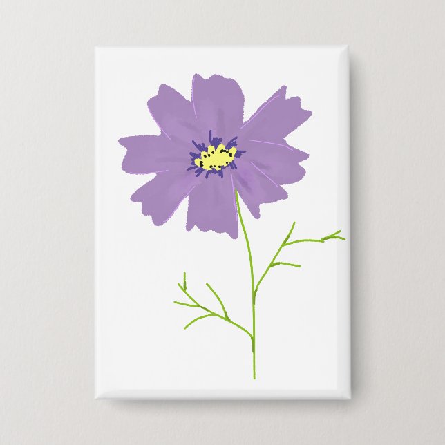 Badge Fleur de Cosmos Pourpre Cadeau Botanique (Recto)