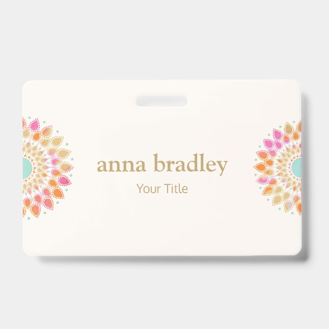 Badge Fleur de Lotus Florale colorée (Face)