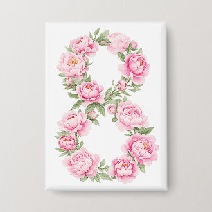 Badge Fleur de pivoine pour la Journée internationale de