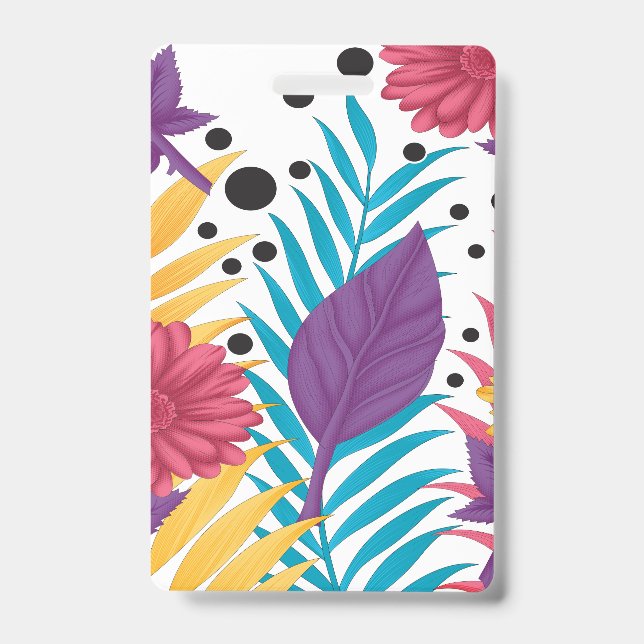 Badge Fleurs coupées roses et violettes avec des pétales (Avant)