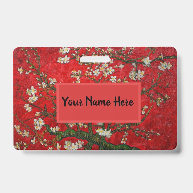 Badge Fleurs d'amandier de Van Gogh Rouge (Avant)