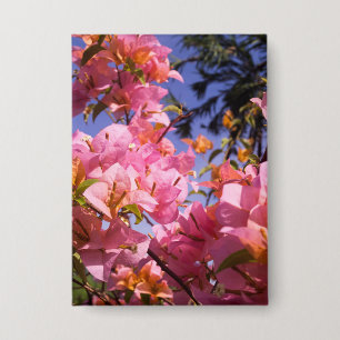 Badge Fleurs de bougainvillée rose et orange mélangées