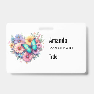 Badge Fleurs de marguerite avec un beau papillon
