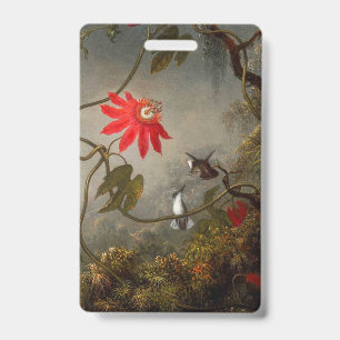 Badge Fleurs de passion avec tête de colibris