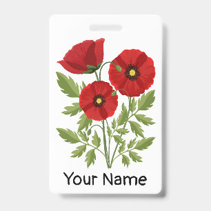 Badge Fleurs de pavot en fleurs joyeuses d'été