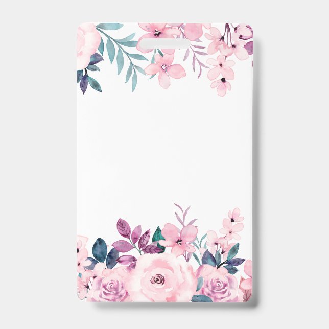 Badge Fleurs de rose roses Printemps Floral Beau Design (Avant)