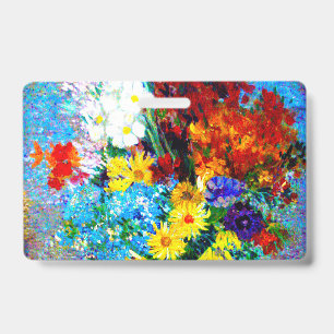 Badge Fleurs de Van Gogh dans un vase bleu