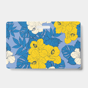 Badge Fleurs et feuilles d'Hibiscus 