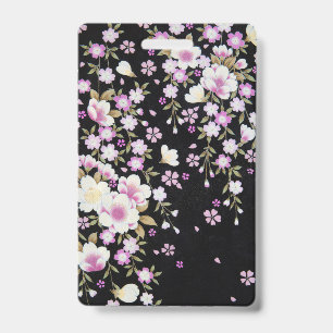 Badge Fleurs roses en cascade tombantes