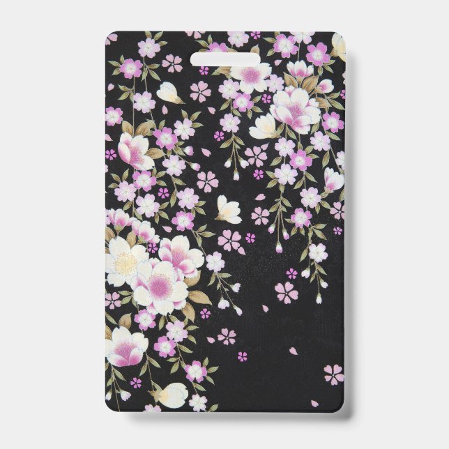 Badge Fleurs roses en cascade tombantes (Avant)