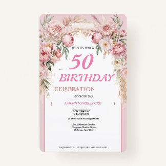 Badge Fleurs roses mignonnes Anniversaire