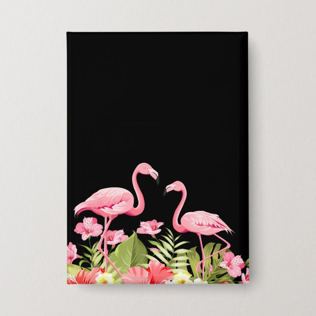 Badge Fleurs tropicales et flamants-32146 (Recto)