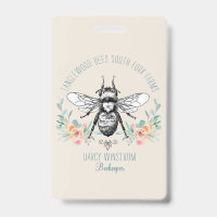 Badge floral apicole abeille à miel dessiné à la m