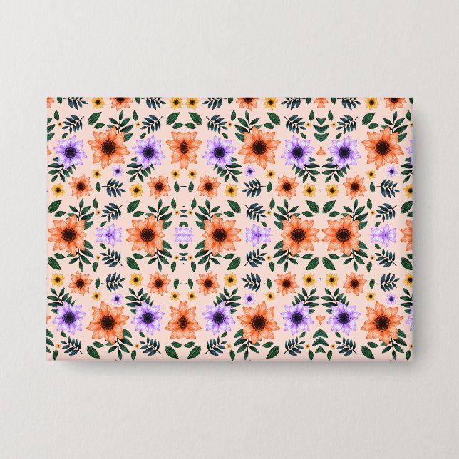 Badge Floral-patterned envelope with vibrant orange  (Recto)