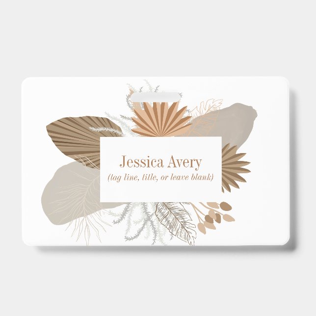 Badge floral tropical Boho en terre cuite (Face)