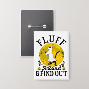 Badge Fluff autour et découvrir, Cat effrayant Halloween