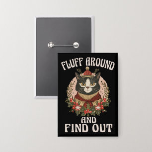 Badge Fluffez Autour Et Découvrez Le Chat d'hiver Vintag