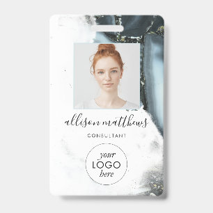 Badge Fond de marbre gris bleu glace