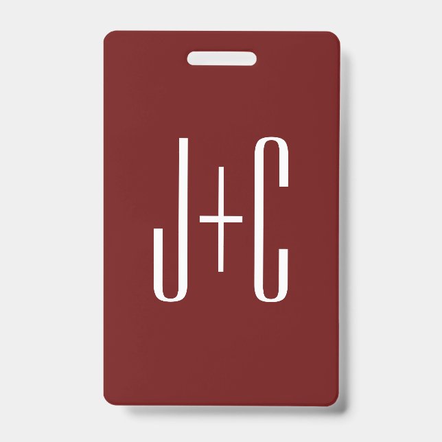 Badge Fond rouge bordeaux modifiable et texte blanc  (Avant)