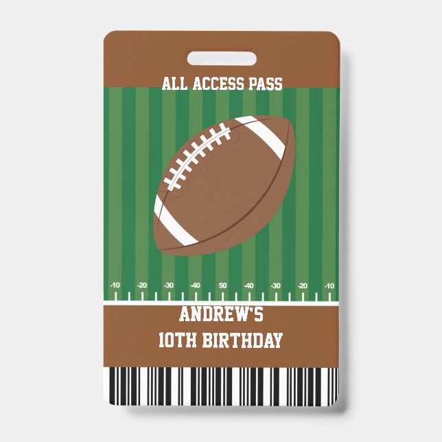 Badge Football Anniversaire Parti VIP Pass (Face)