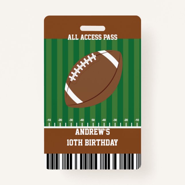 Badge Football Anniversaire Parti VIP Pass (Devant)
